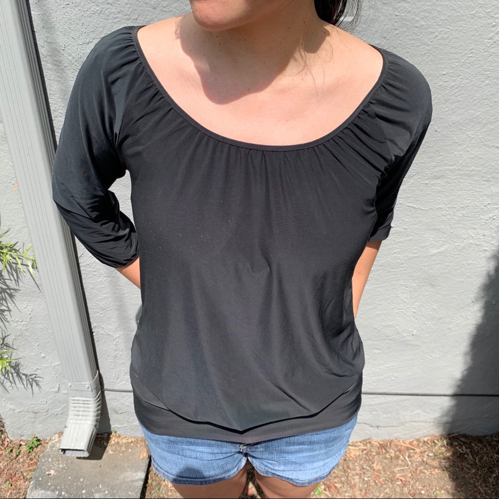 Express gunpowder black blouse with 3/4 sleeves